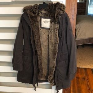 Abercrombie fur lined parka. Women's medium